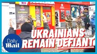 Brave Ukrainians confront Russian soldiers in the streets of Melitopol