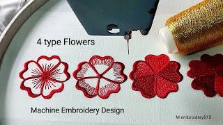 4 types Flowers embroidery design for beginner Machine embroidery industrial machinery