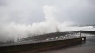 Storm Ashley hitting Prestwick beach UK