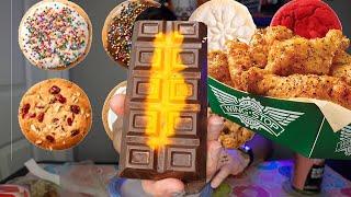 Double Decker Stuffed Chocolate Bars, Wingstop, Crumbl Cookies & More Cheat Day Mukbang! 