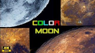 COLOR MOON ! You haven't seen this yet! Video 4K. Telescope and amazing Space