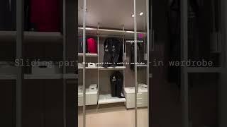 Sliding glass partition doors + bespoke walk in wardrobe.  #homedesign  #interiordesign