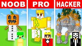 NOOB vs PRO vs HACKER: GOLEM STATUE HOUSE BUILD CHALLENGE in Minecraft