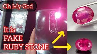 Please dont buy , this is fake RUBY STONE || नकली माणिक रत्न एसा होता है #youtube #viralvideo #ruby