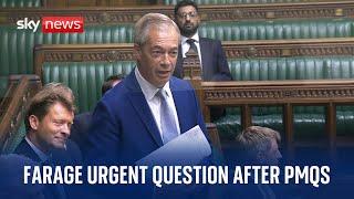 Watch live: PMQs followed by Nigel Farage urgent question