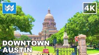 [4K] Downtown Austin, Texas (State Capital) USA - Walking Tour & Travel Guide  Binaural City Sound