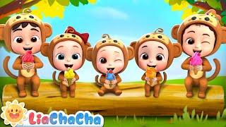 [NEW] Five Little Monkeys Eating Ice Cream | Sing-Along | Kids Songs & Nursery Rhymes | LiaChaCha