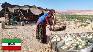 Make curd from yogurt by a nomadic woman in the traditional way/تهیه کشک سنتی از ماست توسط زن عشایر