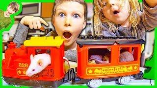 MOUSE DRIVING A LEGO TRAIN!