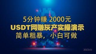 2023最新USDT搬砖，看实操，简单粗暴5分钟赚2000元，小白可做