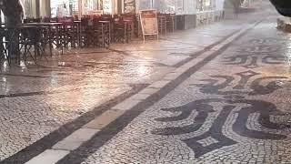 Heavy rain  in lisbon city  portugal  2024 March.