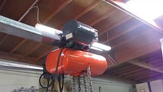 Columbus Mckinnon CM 2 Ton Electric Chain Hoist with 635 Trolley 18’ lift Model R