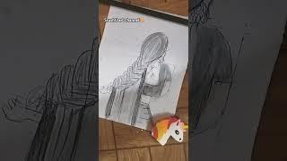 sketch of girl back side#sketch #srushti art channel