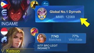 I MET TOP GLOBAL DYRROTH iNGAME IN RANKED GAME!! ( ONE OF THE BEST DYRROTH USER IN THE WORLD!  )