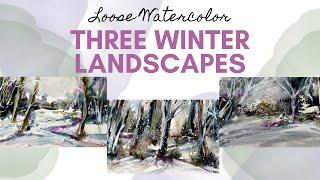 THREE WINTER LANDSCAPES with a pop of color!