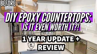 DIY EPOXY COUNTERTOPS 1 YEAR UPDATE | LEGGARI EPOXY KIT: IS IT WORTH IT?! HOW TO EPOXY COUNTERTOPS