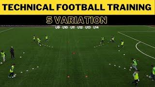 Esercizi di allenamento tecnico per il calcio | 5 Variazione | U9 - U10 - U11 - U12 - U13 - U14 |