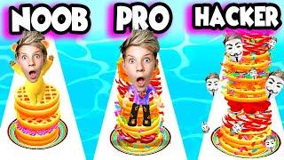 Can We Go NOOB vs PRO vs HACKER in Pancake Rush!?! Prezley