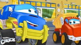 Red Truck vs. Blue Truck  Tonka Chuck and Friends Truck Cartoons for Kids