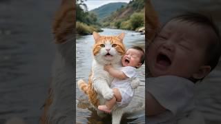 A cat rescued a child #viralvideo #shortsvide #shortsfeed #trendingshorts