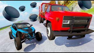 Surviving A Puck Avalanche But Our Cars Are Randomized In BeamNG Drive!