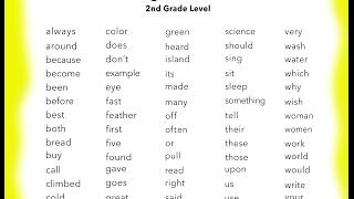 Learn 2nd Grade English Sight Words ~ You Tube ~