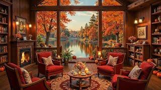 Autumn Reading Nook Ambience with Warm Jazz Music  Smooth Jazz to Relax, Study, Work