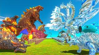 Team Fire + Thermo Godzilla VS King Ghidorah + Team Ice - Animal Revolt Battle Simulator