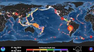 Global Earthquake Animation: January - April 2014