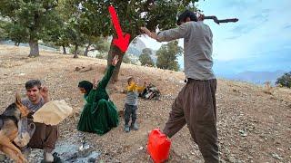 Razia left Kian and Haji. Haji is building a mountain house alone