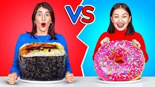 DESAFIO 24 HORAS: COMIDA GIGANTE VS COMIDA MINÚSCULA! O Último A Parar Ganha! Por 123 GO! CHALLENGE