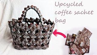 Upcycled coffee sachet bag #handmadecraft