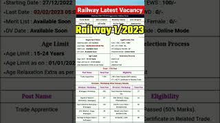 Railway recruitment 2023 || #latest #shorts #viral