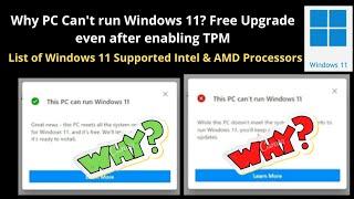 Why My PC can't run Windows 11? List of Windows 11 Supported Intel & AMD Processors