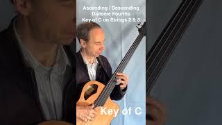 Ascending and Descending Diatonic Fourths in the Key of C on Strings 2 & 3 #jazz #bass #basspractice