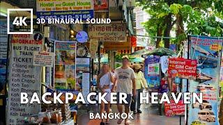 [4K] Walking the Popular Backpacker Destination in Bangkok | Rambuttri Area