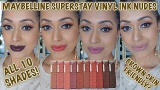 10 Maybelline NUDE SuperStay Vinyl Ink LIP SWATCHES!