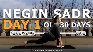 Day 1 _ beginner yoga _ challenge of 30 days of yoga with Nagin Sadr in Iran