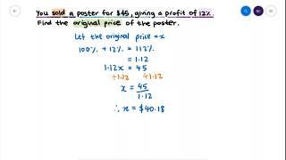 HOW TO FIND THE ORIGINAL AMOUNT AFTER A PERCENTAGE INCREASE/DECREASE