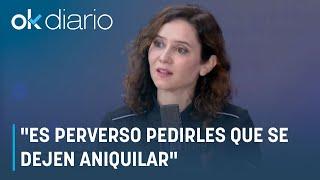 Ayuso cierra filas con Israel: "Es perverso pedirles que se dejen aniquilar"