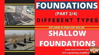 Shallow foundation different types | Isolated spread footings| Continuous footings | Raft/Mat