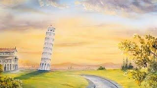 Oil Painting learn how to paint - leaning tower of Pisa