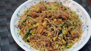 Hong Kong Recipe : Stir-fried Soy bean sprouts with minced pork