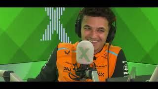 Lando Norris and Oscar Piastri being interviewed on the Chris Moyles show Radio X 3/7/24