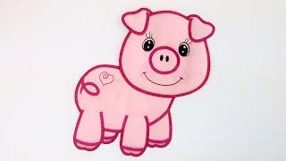 In The Hoop Free  Large Pig Applique -  By Kreative Kiwi