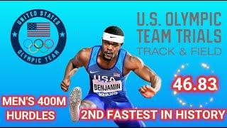 RAI BENJAMIN WIN'S 400M HURDLES (SECOND FASTEST IN HISTORY) AT USA OLYMPIC TRIALS 2021 .