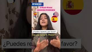 Speak SPANISH Instantly!️Common Phrases You Must Know!English to Spanish #Shorts #Travel #learning