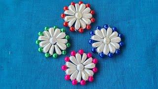 Beaded Flower Design | DIY | Flower Making with Beads | Bead Flower making at Home | Pearl beaded