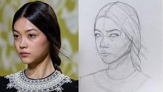 How to draw a portrait using Loomis method