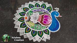 Pongal 2025 special kolamSankranthi chukkala mugguluPeacock pongal kolam pongal pot rangoli